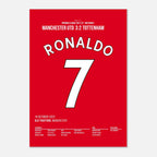 Ronaldo rettet ManU per Hattrick gegen Tottenham Fußball Poster mit Rahmen