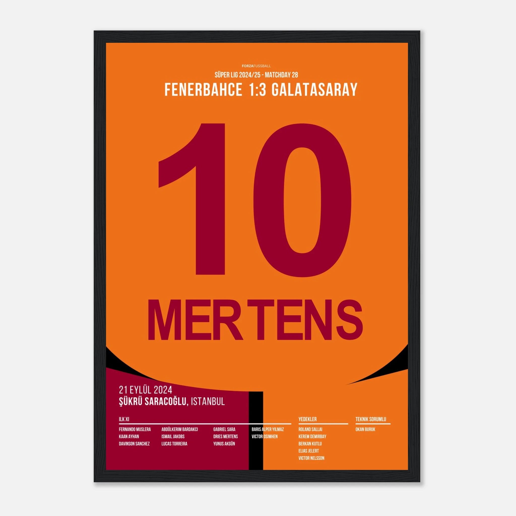 Mertens wird zum Derbyhero von Kadiköy Fußball Poster mit Rahmen