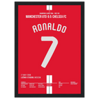Ronaldo köpft Man United Richtung CL Titel gegen Chelsea Fußball Poster mit Rahmen