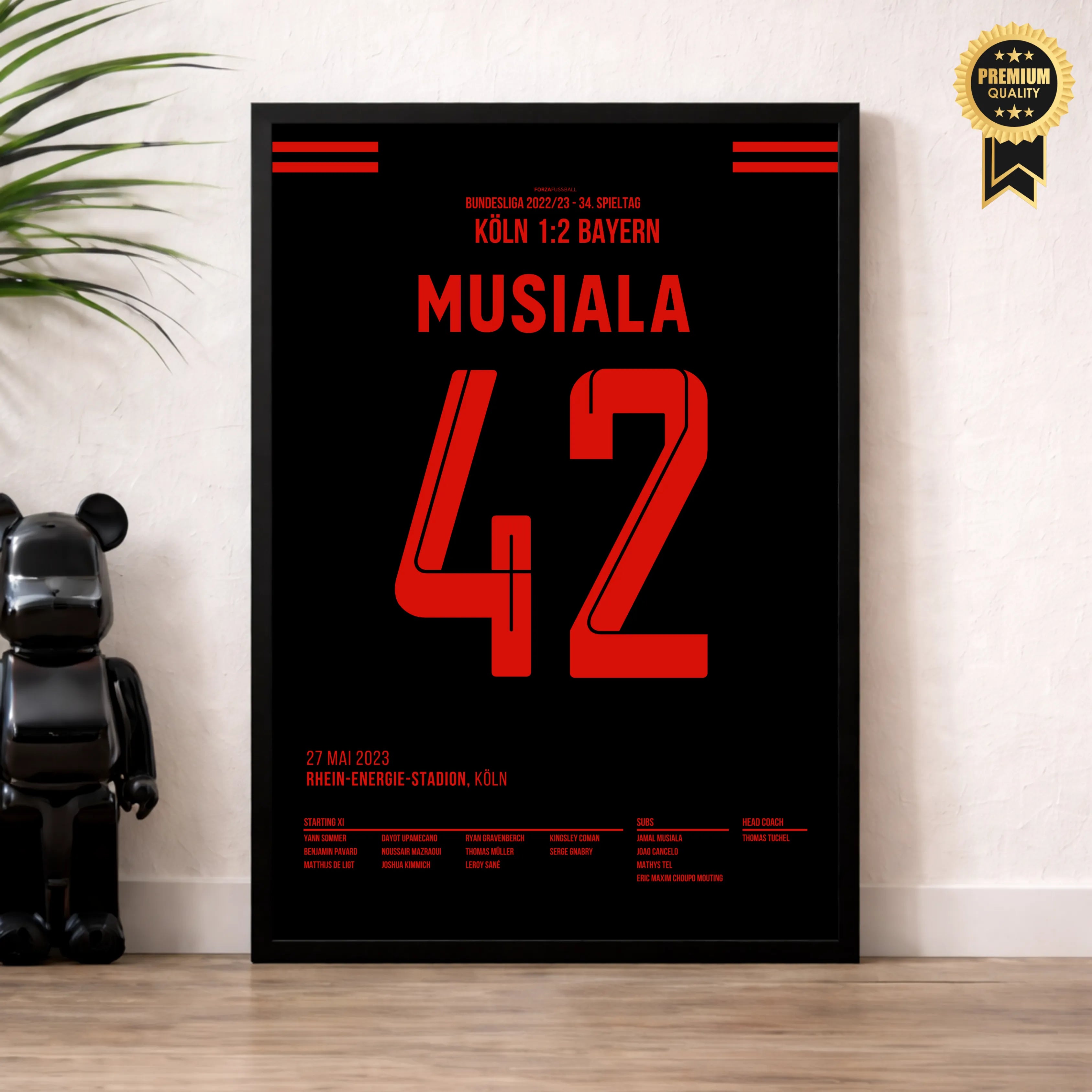 Musiala raubt Dortmund die Meisterschaft in letzter Minute Fußball Poster mit Rahmen