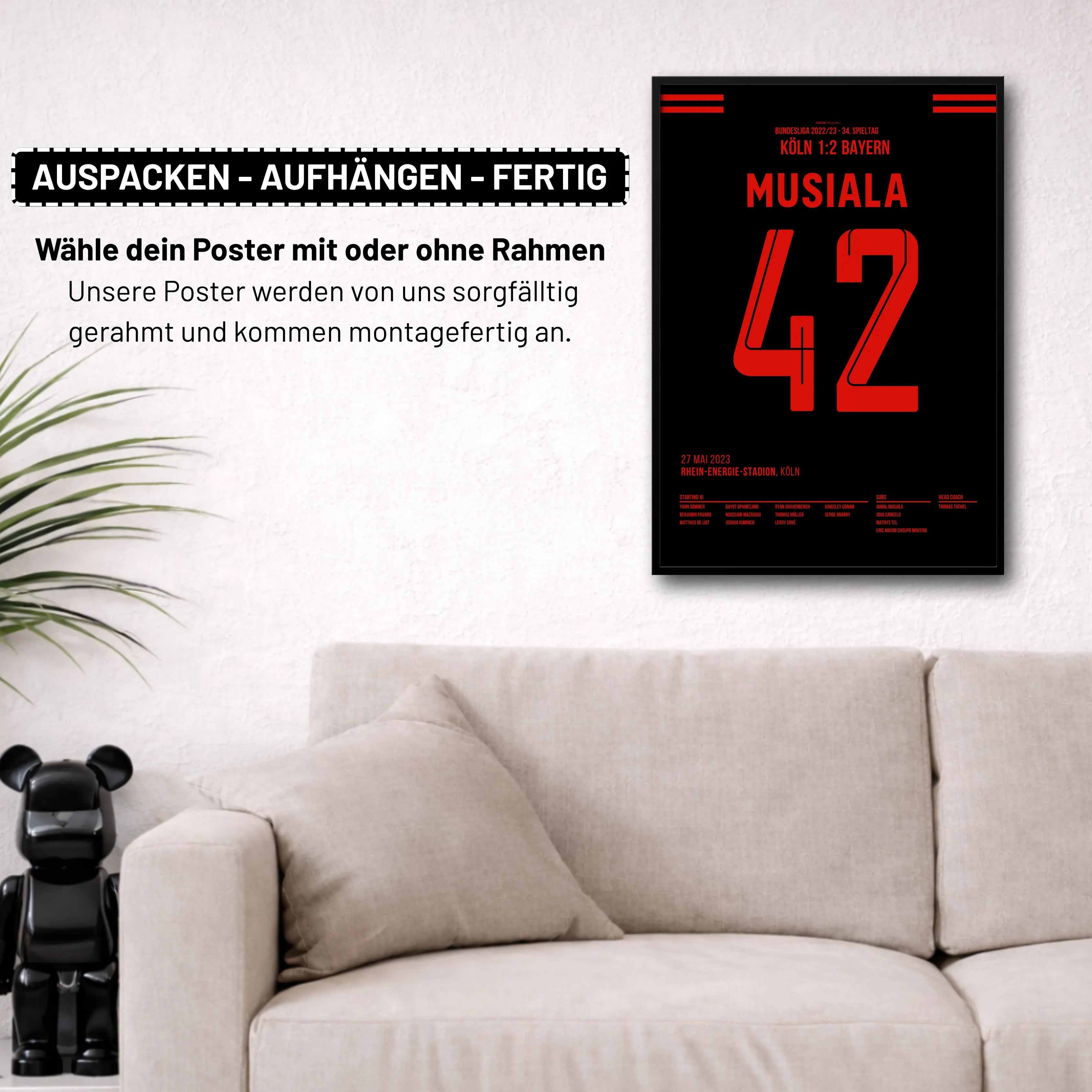 Musiala raubt Dortmund die Meisterschaft in letzter Minute Fußball Poster mit Rahmen