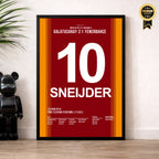 Sneijder schickt Volkan nach rechts und nach links Fußball Poster mit Rahmen