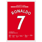 Ronaldo rettet ManU per Hattrick gegen Tottenham Fußball Poster mit Rahmen
