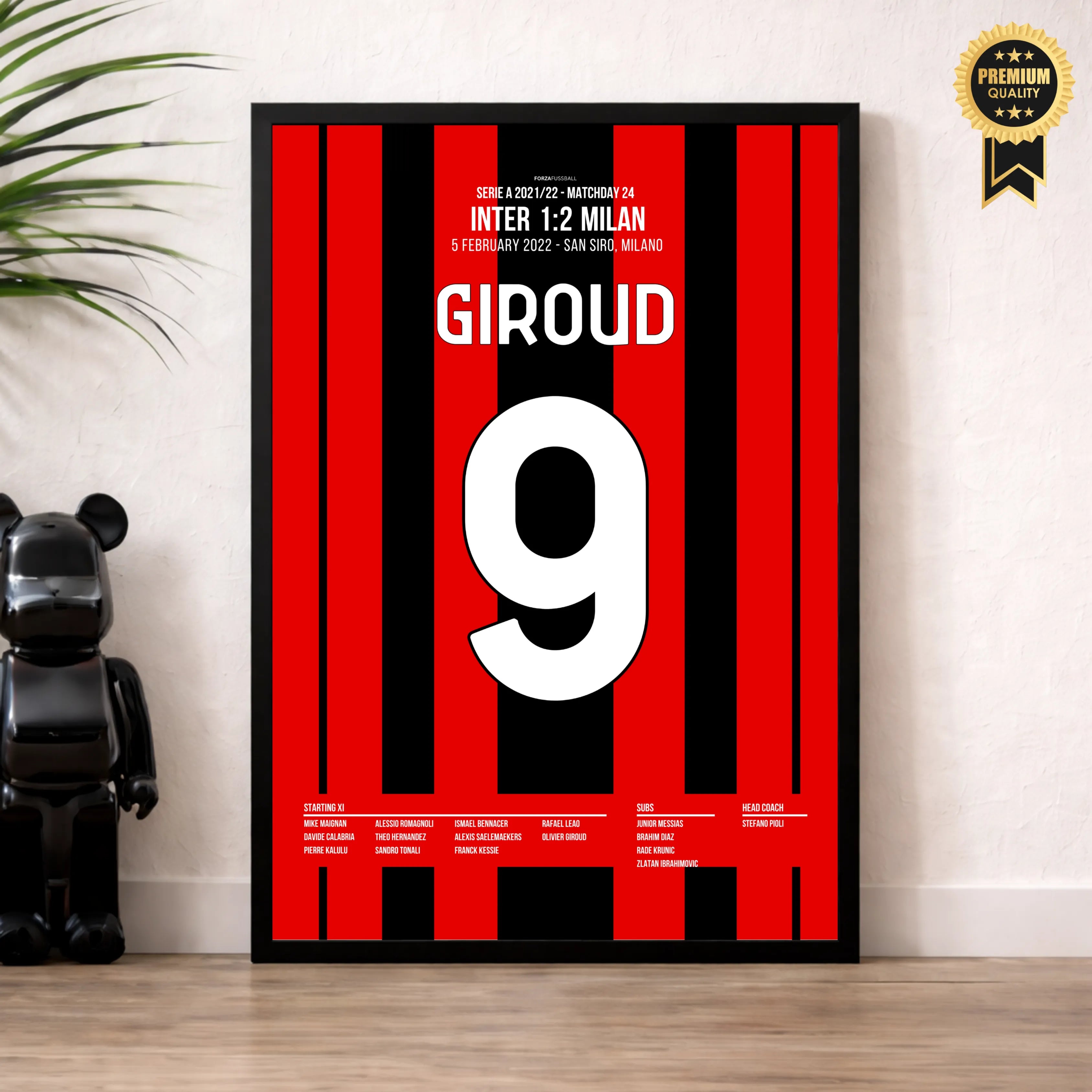 Doppelschlag! Giroud dreht das Derby gegen Inter Fußball Poster mit Rahmen