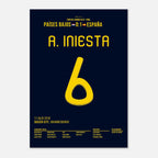 Don Andres Iniesta schießt Spanien zum WM Titel 2010 Fußball Poster mit Rahmen