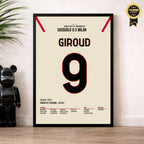 Giroud's Doppelpack vs Sassuolo führt Milan zum Titel Fußball Poster mit Rahmen