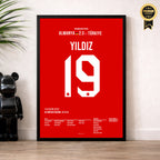 Kenan Yildiz knallt den Ball gegen Deutschland unter die Latte Fußball Poster mit Rahmen