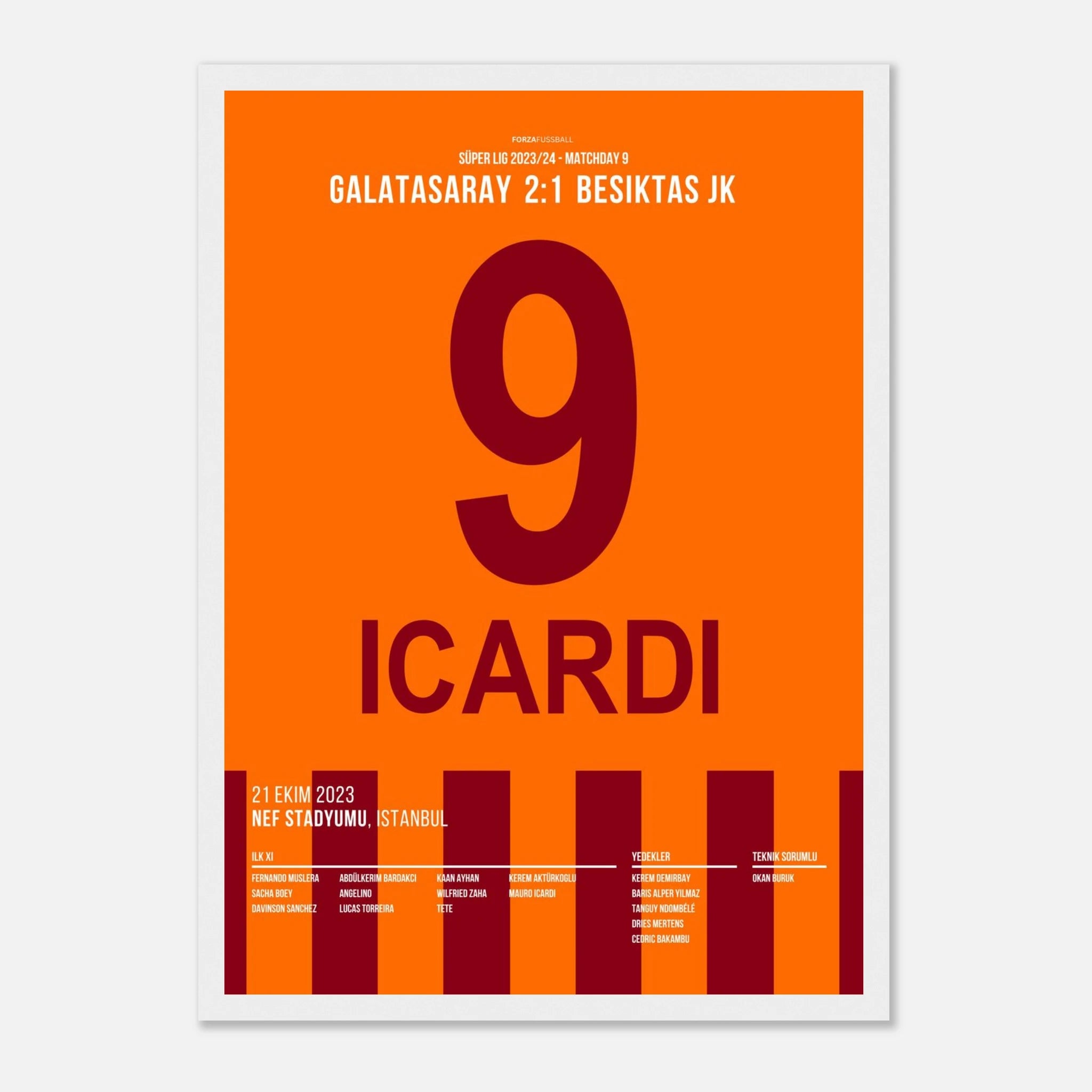 Mauro Icardi schießt Besiktas im Derby mal wieder ab Fußball Poster mit Rahmen