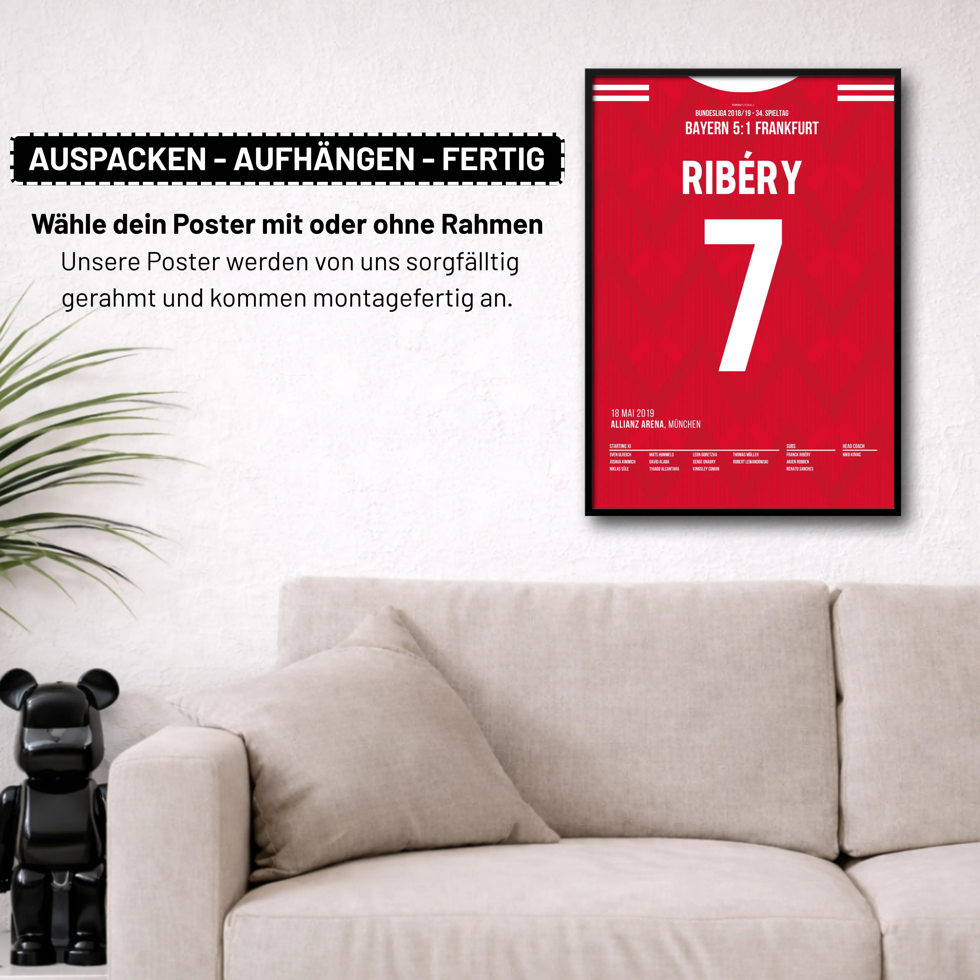 Ribery trifft in seinem letzten Bayern Spiel Fußball Poster mit Rahmen