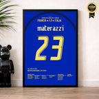 Materazzi köpft Italien Richtung WM Titel 2006 Fußball Poster mit Rahmen