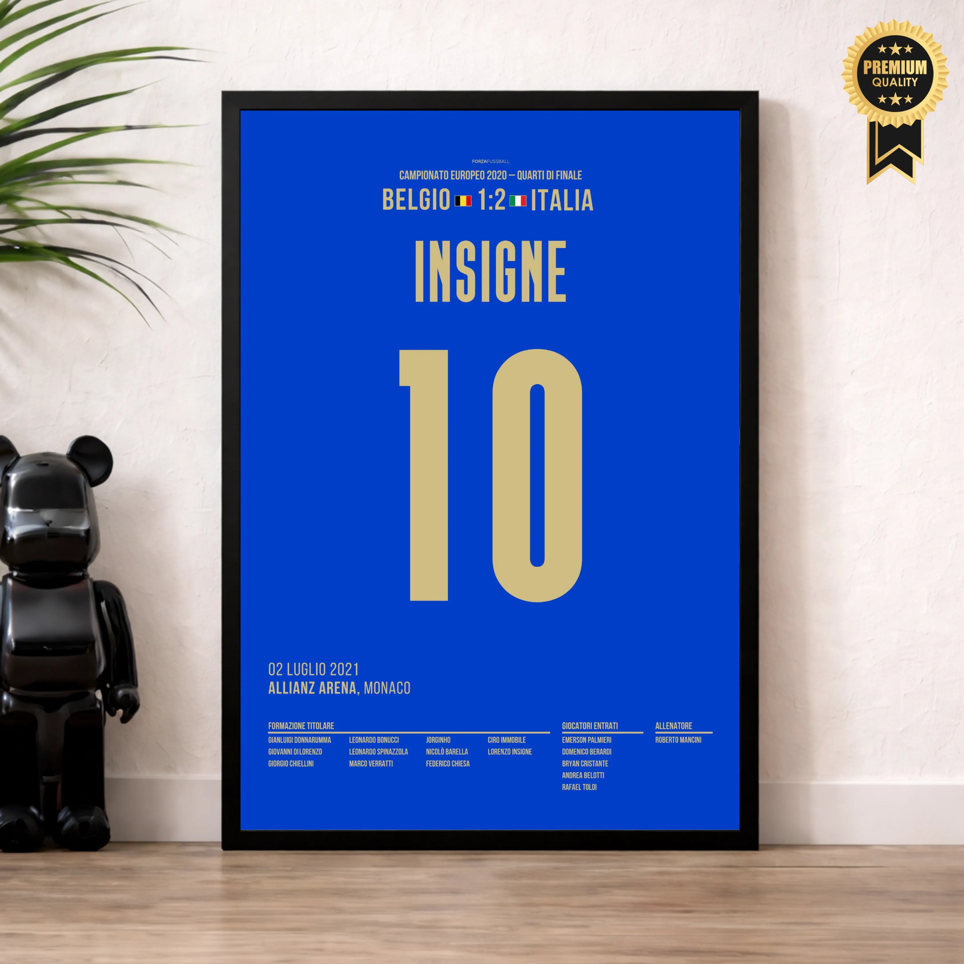 Insigne schickt Italien per Traumtor Richtung EM Halbfinale Fußball Poster mit Rahmen