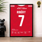 Ribery trifft in seinem letzten Bayern Spiel Fußball Poster mit Rahmen