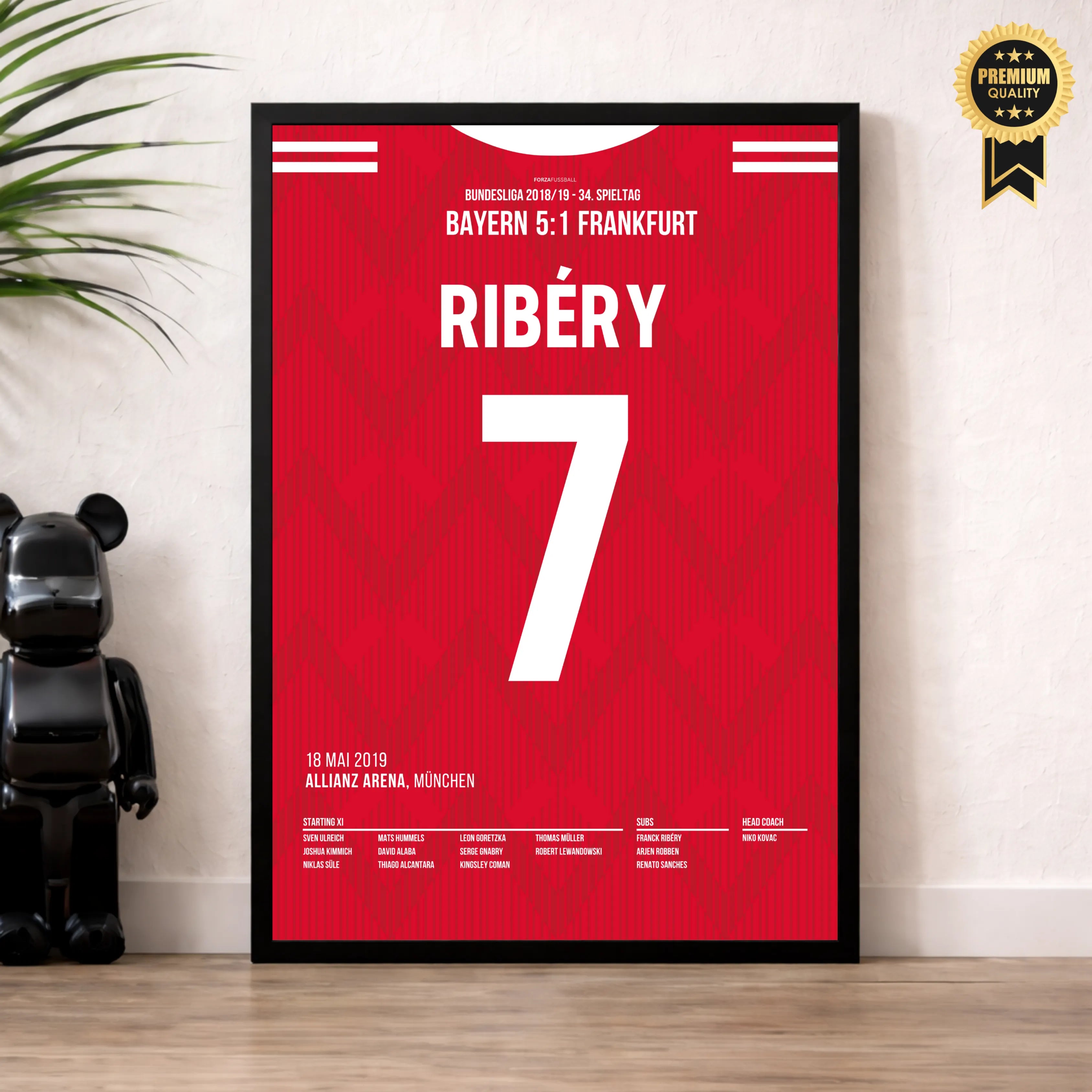 Ribery trifft in seinem letzten Bayern Spiel Fußball Poster mit Rahmen