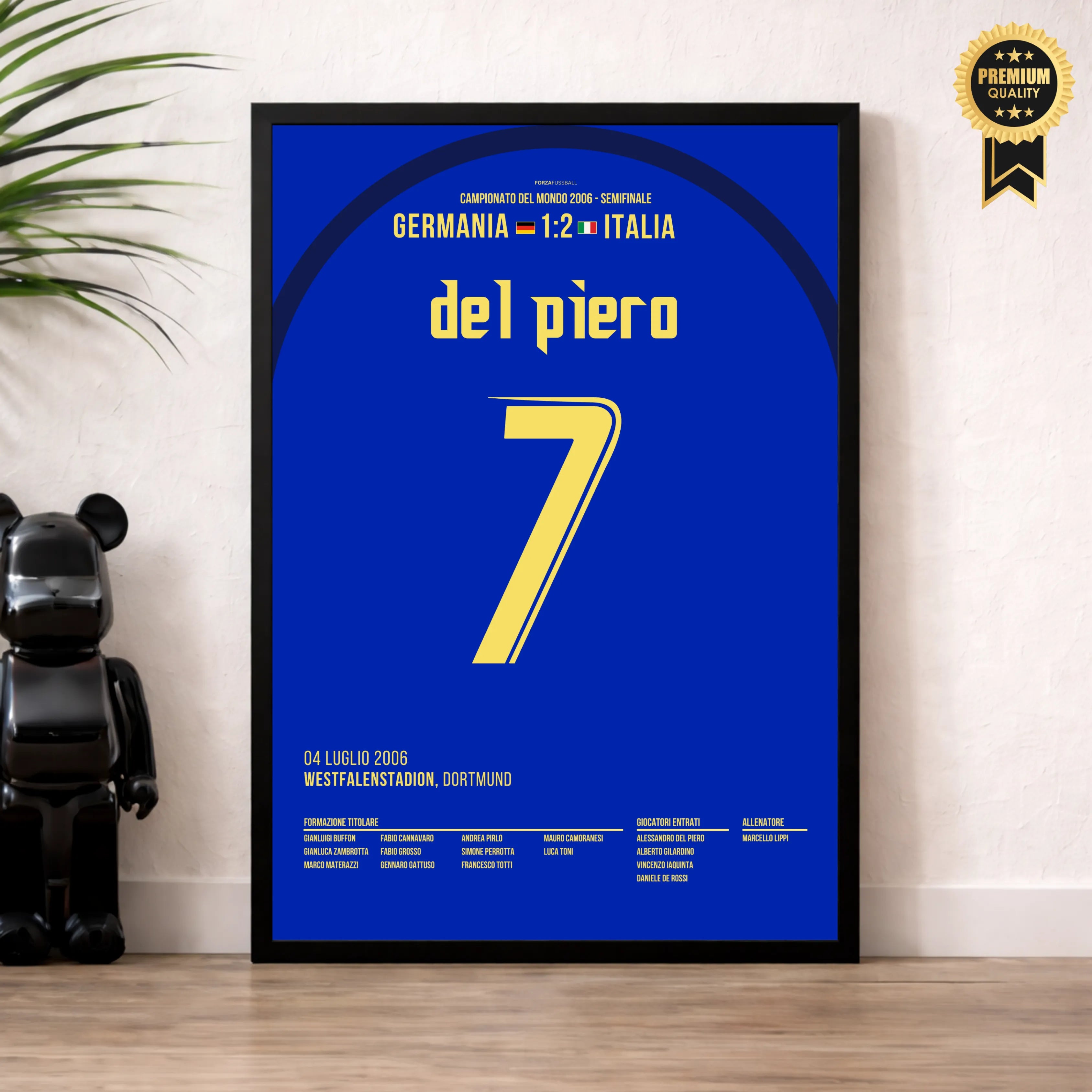 Alex del Piero schickt Italien ins WM Finale 2006 Fußball Poster mit Rahmen