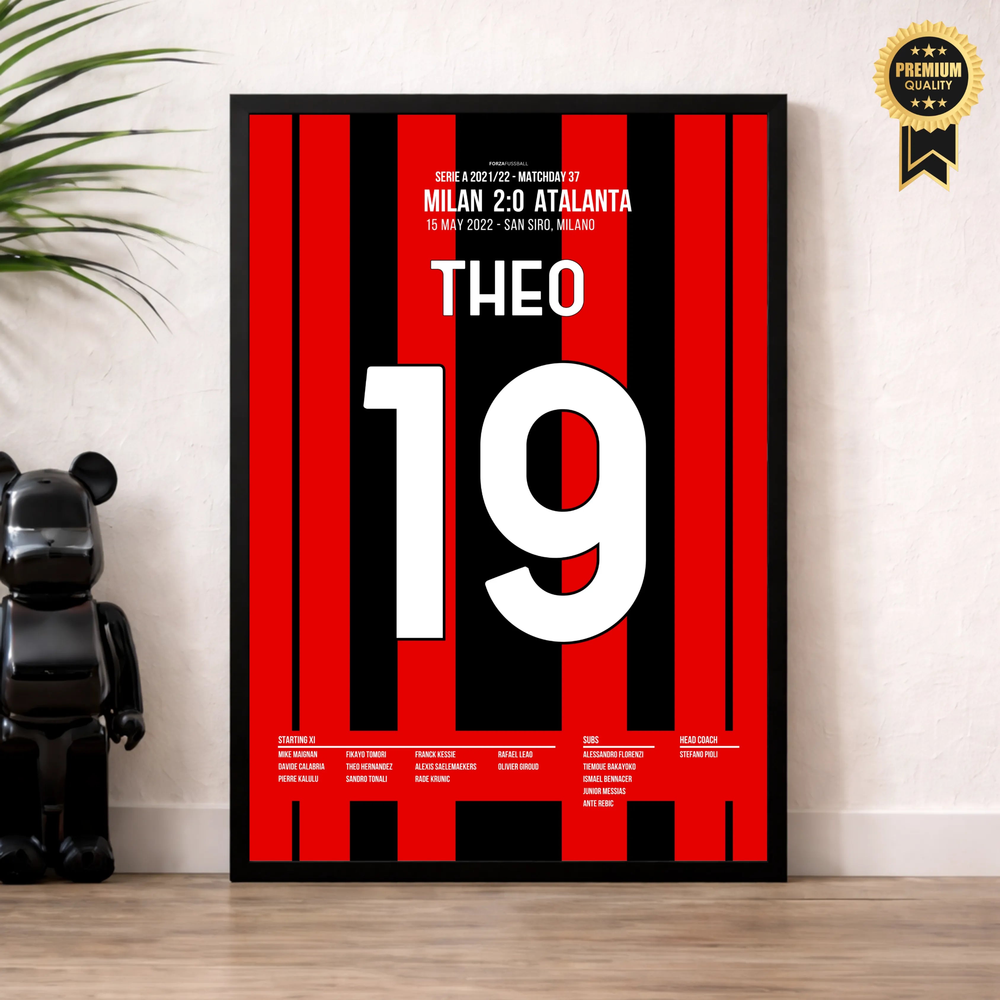 Theo Hernandez' Solo-Tor vs Atalanta lässt San Siro tanzen Fußball Poster mit Rahmen