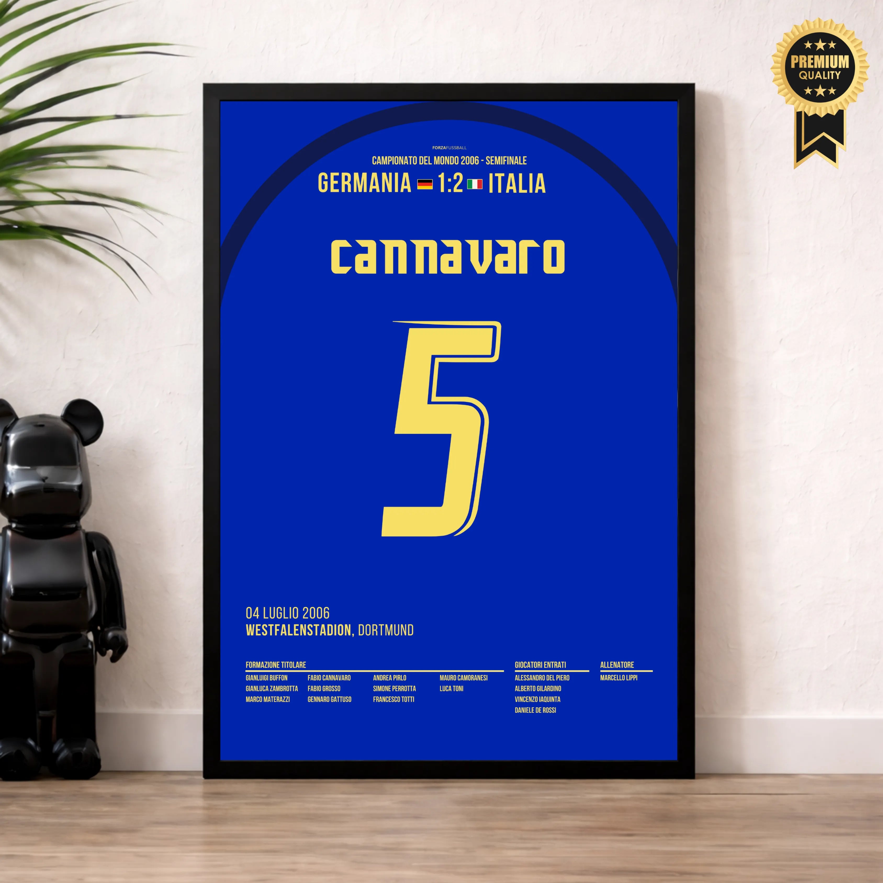 Cannavaro macht das Spiel seines Lebens im Halbfinale 06 vs Deutschland Fußball Poster mit Rahmen