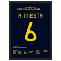 Don Andres Iniesta schießt Spanien zum WM Titel 2010 Fußball Poster mit Rahmen