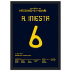 Don Andres Iniesta schießt Spanien zum WM Titel 2010 Fußball Poster mit Rahmen
