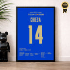 Federico Chiesa mit dem Schlenzer gegen Spanien Fußball Poster mit Rahmen