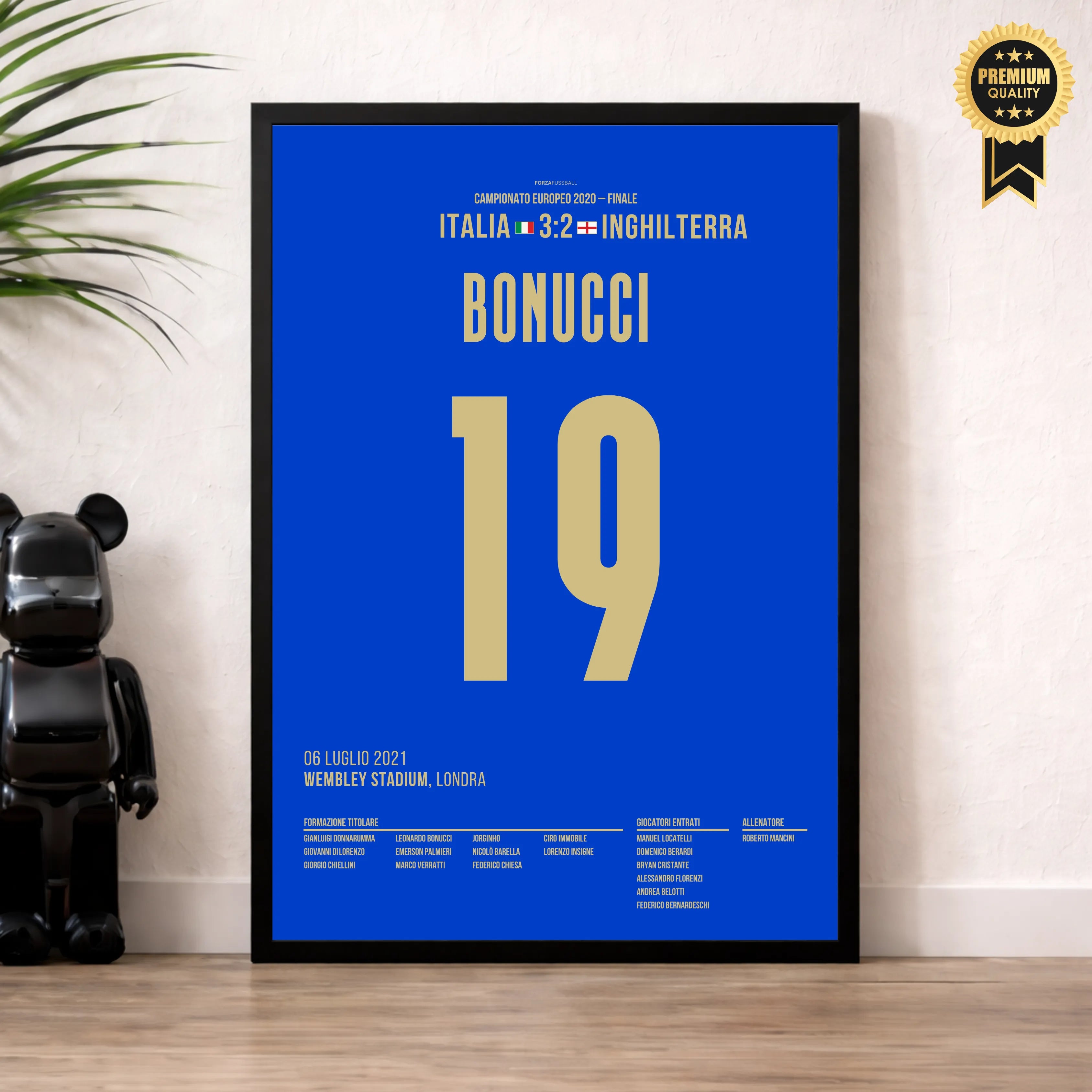 Bonucci trifft zum Ausgleich im EM-Finale vs England Fußball Poster mit Rahmen