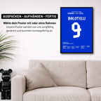 Balotelli´s Doppelpack entscheidet das Halbfinale gegen Deutschland Fußball Poster mit Rahmen