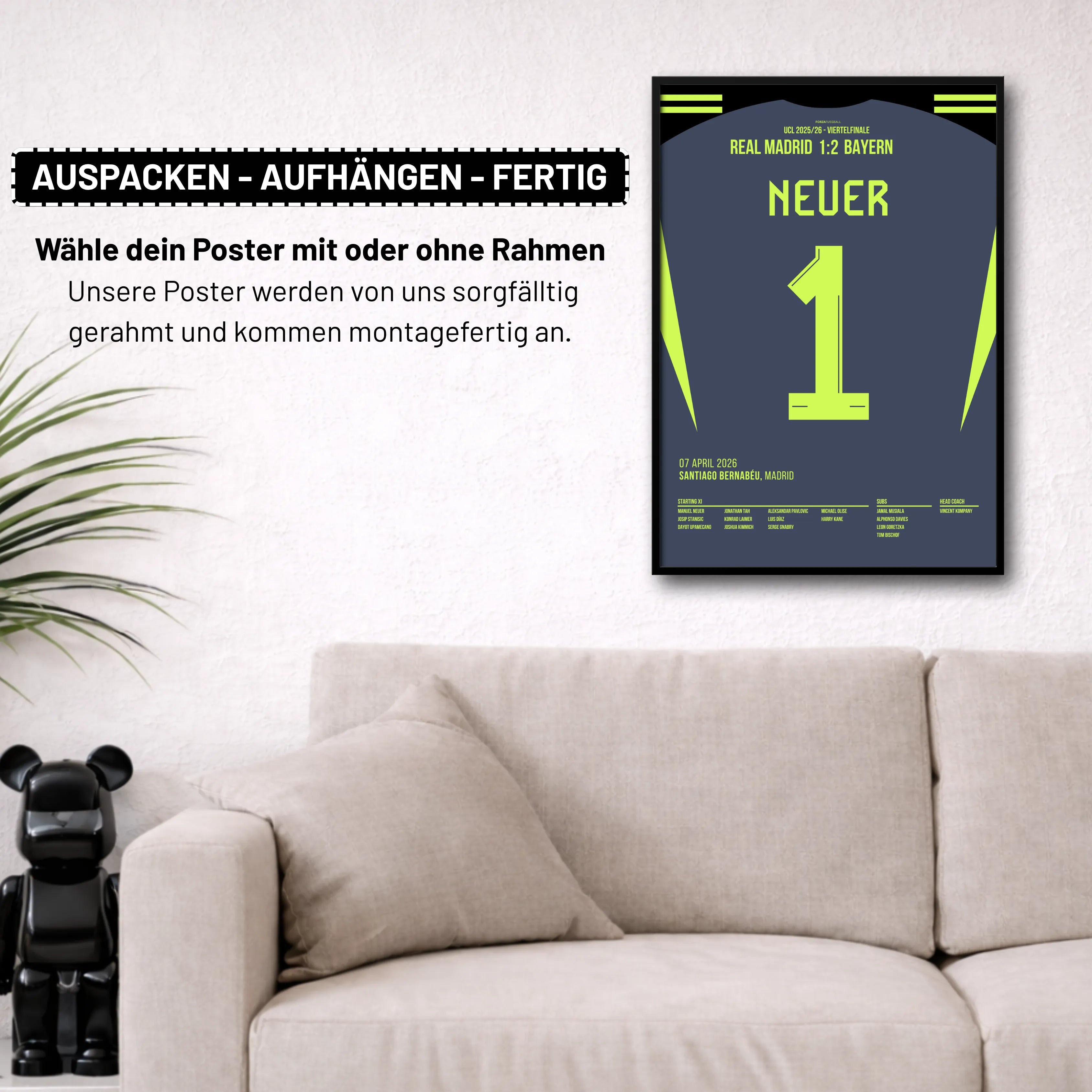 Weltklasse mit 40! Neuer lässt Real Madrid verzweifeln Fußball Poster mit Rahmen