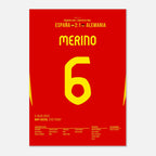 Merino köpft Spanien in letzter Minute zum Sieg gegen Deutschland Fußball Poster mit Rahmen