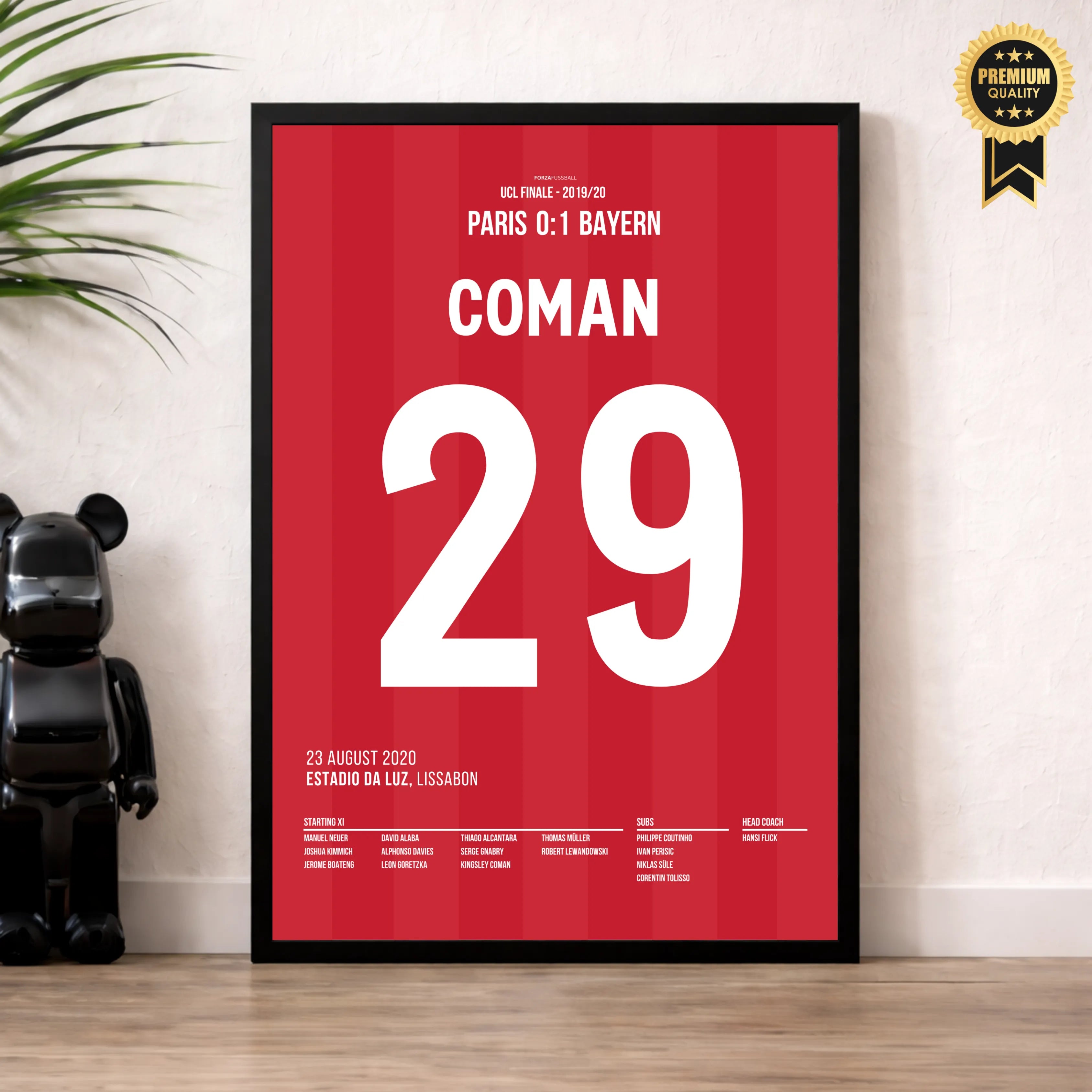Coman köpft die Bayern zum Henkelpott 2020 Fußball Poster mit Rahmen