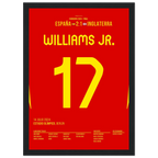 Nico Williams schießt Spanien Richtung EM Titel Fußball Poster mit Rahmen