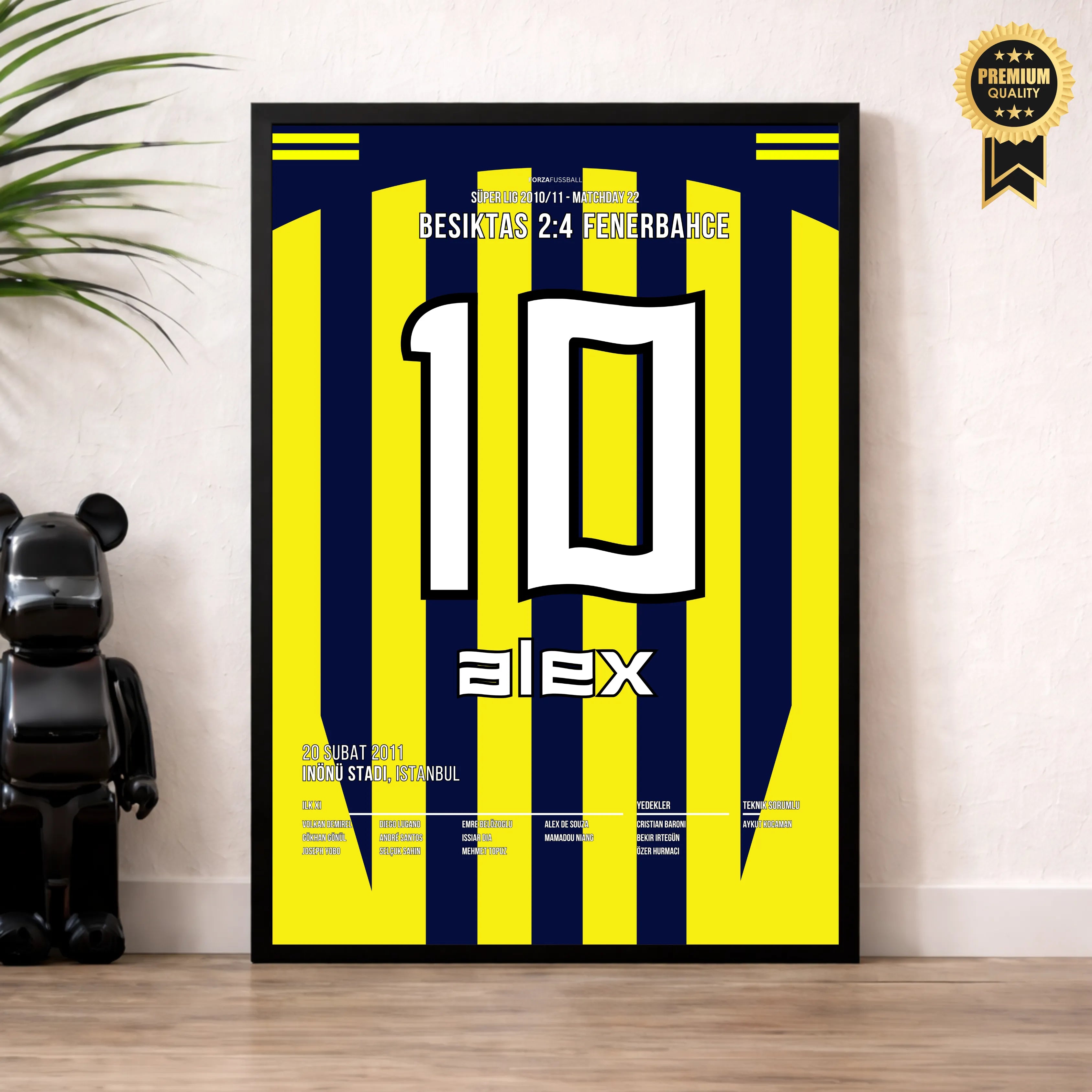 Alex dreht das Derby gegen Besiktas mit einem Hattrick in Fener´s Meistersaison Fußball Poster mit Rahmen