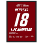 Hanno Behrens besiegelt den Derbysieg in Fürth Fußball Poster mit Rahmen