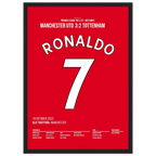 Ronaldo rettet ManU per Hattrick gegen Tottenham Fußball Poster mit Rahmen