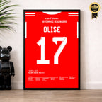 Olise vollendet das Bayern Spektakel vs Real Madrid Fußball Poster mit Rahmen