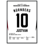 Justvan mit dem last Minute Siegtreffer in Magdeburg Fußball Poster mit Rahmen