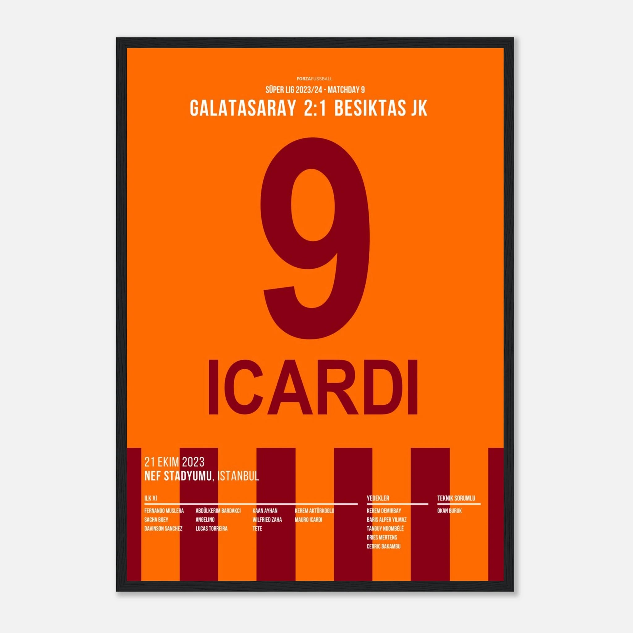 Mauro Icardi schießt Besiktas im Derby mal wieder ab Fußball Poster mit Rahmen