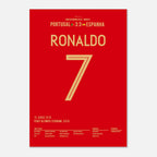 Ronaldo mit Hattrick gegen Spanien bei der WM 2018 Fußball Poster mit Rahmen