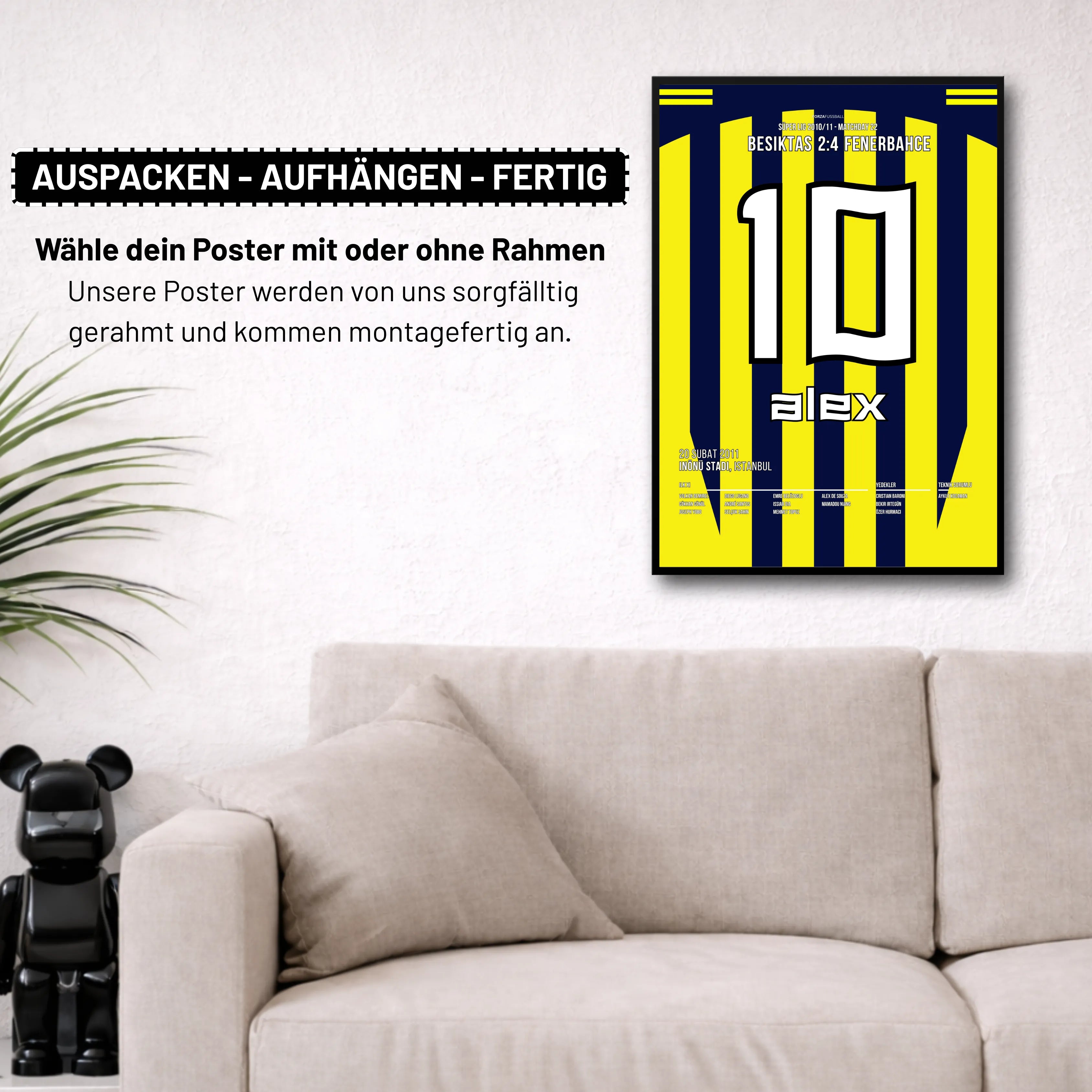 Alex dreht das Derby gegen Besiktas mit einem Hattrick in Fener´s Meistersaison Fußball Poster mit Rahmen