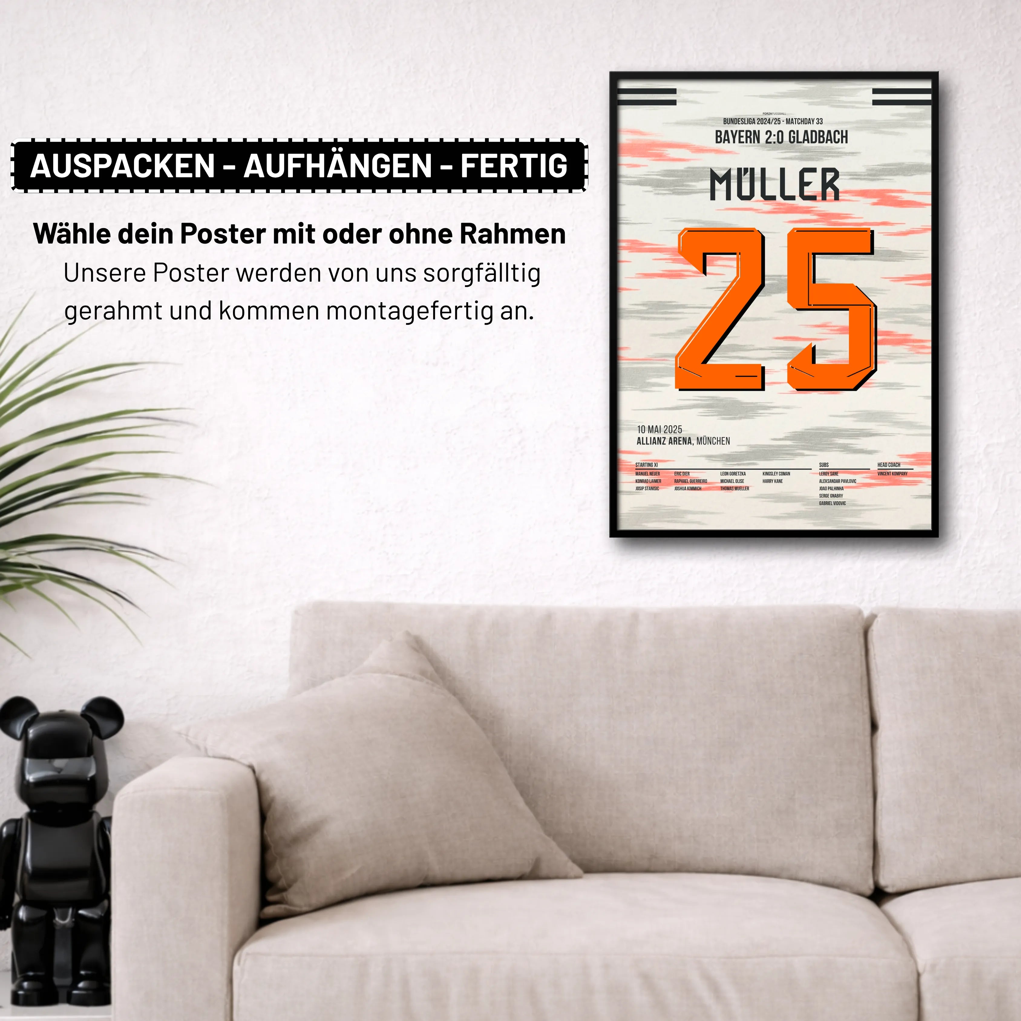 Bayern Legende Thomas Müller sagt Servus Fußball Poster mit Rahmen