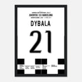 Paulo Dybala schaltet Barca mit 2 Toren aus Fußball Poster mit Rahmen