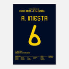 Don Andres Iniesta schießt Spanien zum WM Titel 2010 Fußball Poster mit Rahmen