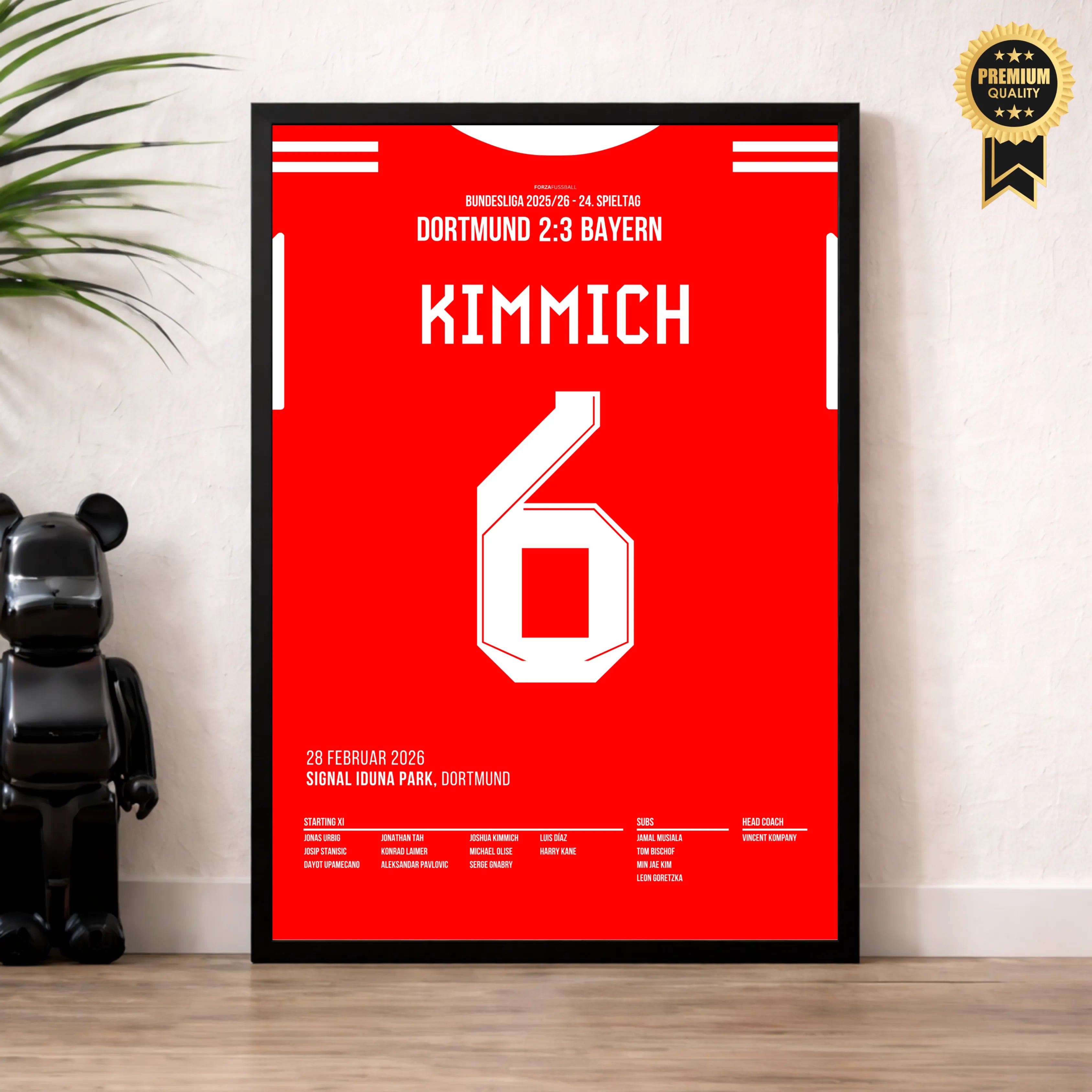 Kimmich's Volley entscheidet Meisterschaft & Klassiker 2026 Fußball Poster mit Rahmen