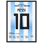Messi'Traumtor zum Sieg gegen Nigeria bei der WM 2018 Fußball Poster mit Rahmen