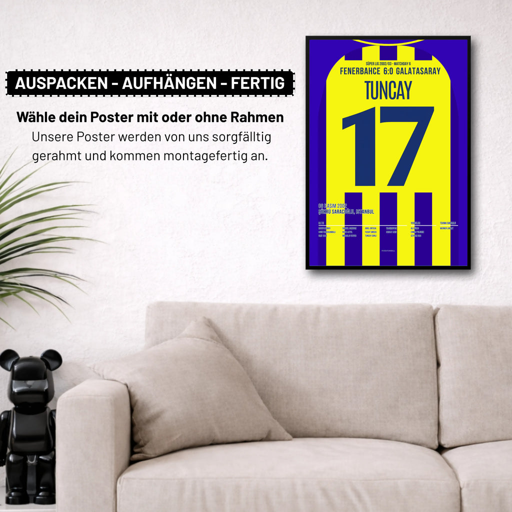 Tuncay und Fener schrauben Gala mit 6:0 auseinander Fußball Poster mit Rahmen