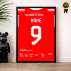 Harry Kane's Schlenzer verstummt das Bernabeu Fußball Poster mit Rahmen