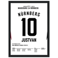 Justvan mit dem last Minute Siegtreffer in Magdeburg Fußball Poster mit Rahmen