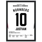 Justvan mit dem last Minute Siegtreffer in Magdeburg Fußball Poster mit Rahmen