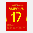 Nico Williams schießt Spanien Richtung EM Titel Fußball Poster mit Rahmen