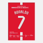 Ronaldo köpft Man United Richtung CL Titel gegen Chelsea Fußball Poster mit Rahmen