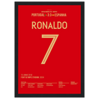 Ronaldo mit Hattrick gegen Spanien bei der WM 2018 Fußball Poster mit Rahmen