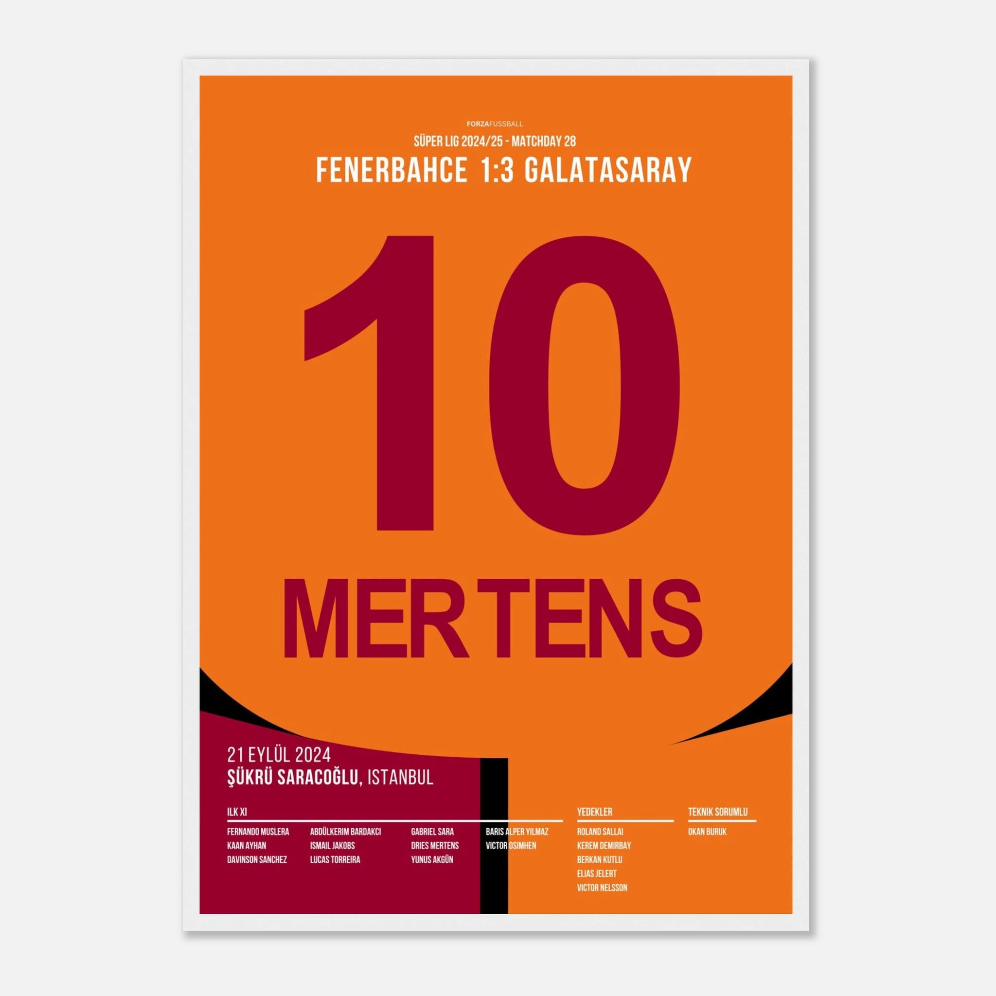 Mertens wird zum Derbyhero von Kadiköy Fußball Poster mit Rahmen